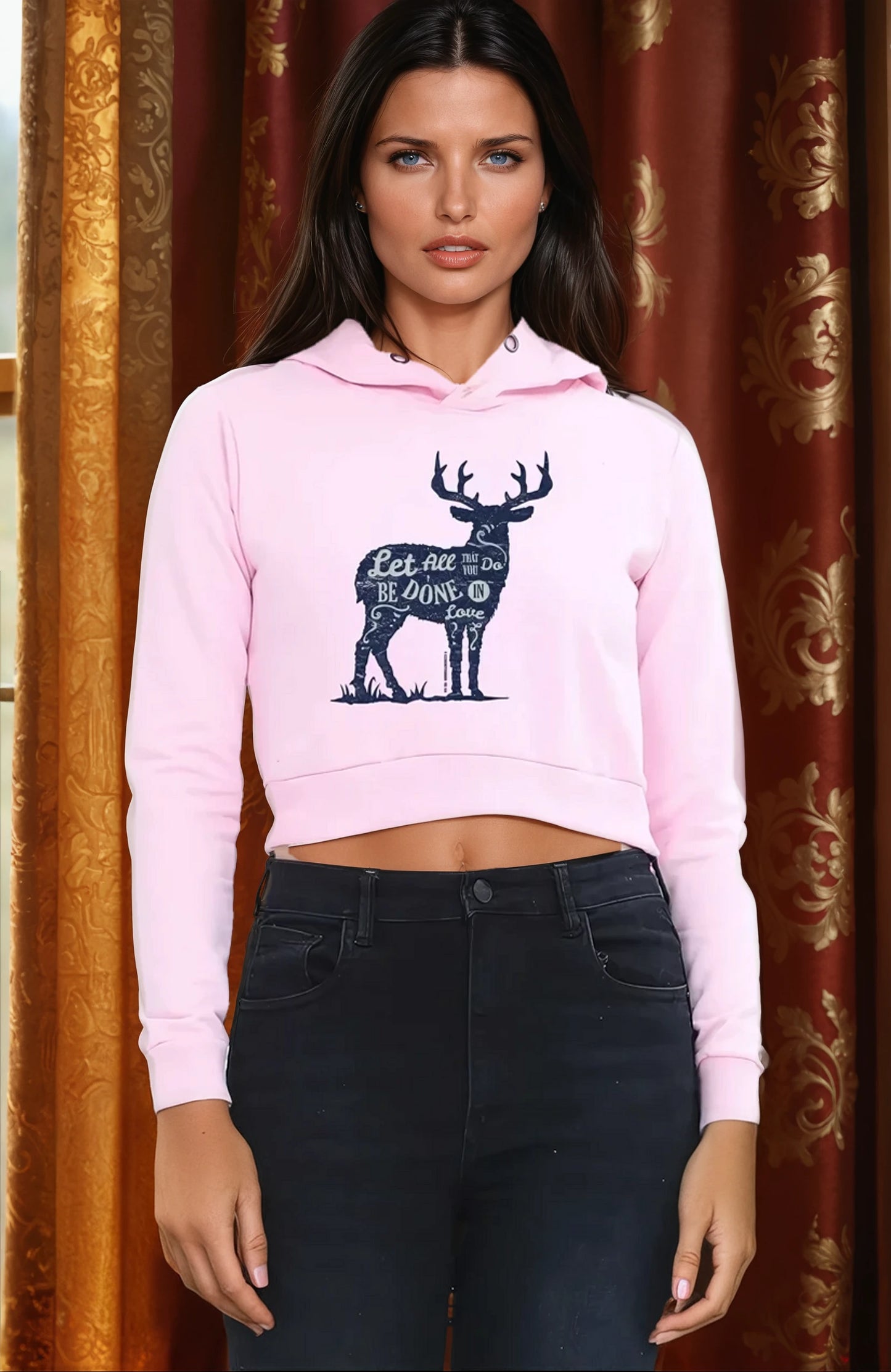 Lone Deer Done with Love Crop Hoodie