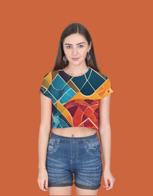 Abstract Print Crop Top