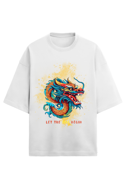 Men Premium Terry Oversized T- Dragon Warrior