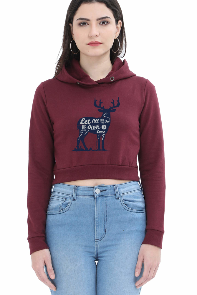 Lone Deer Done with Love Crop Hoodie