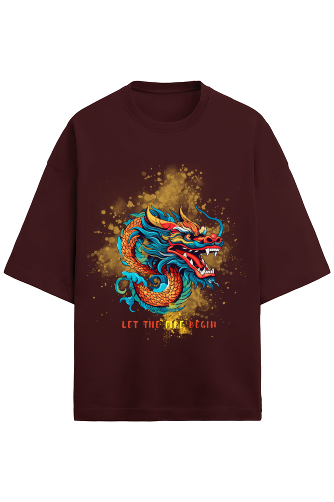 Men Premium Terry Oversized T- Dragon Warrior