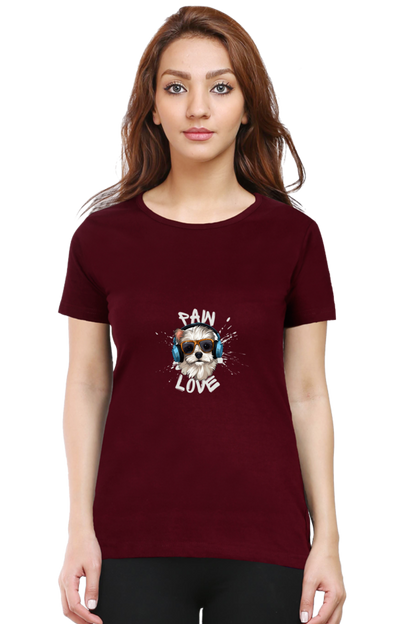 Women Classic Round Neck T- Paw Love