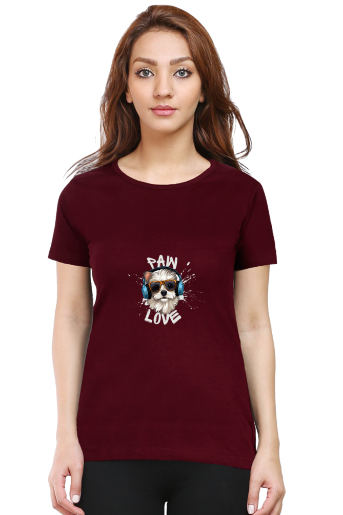 Women Classic Round Neck T- Paw Love