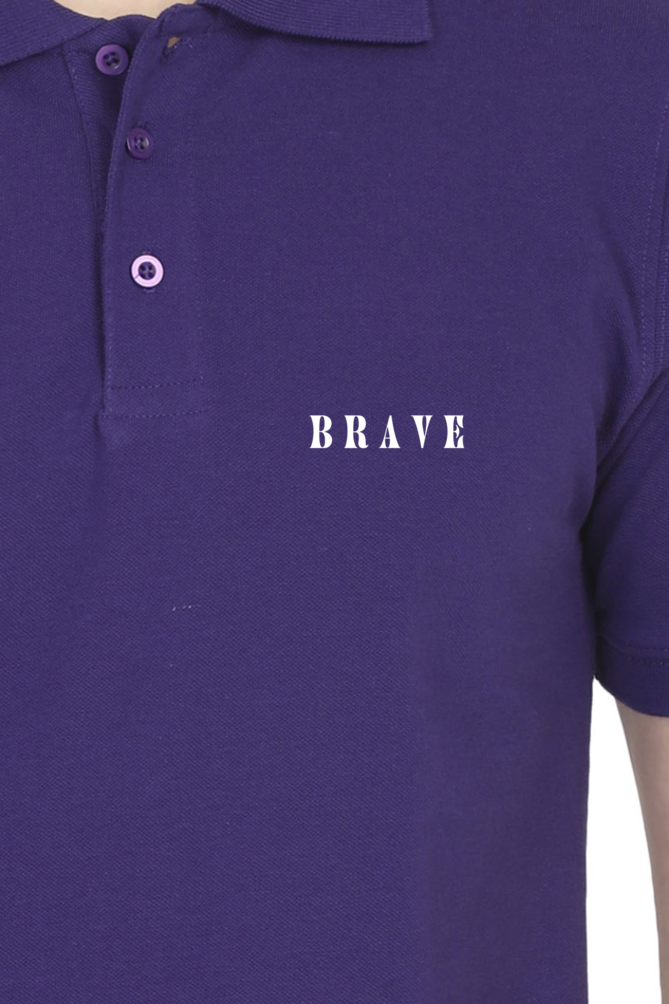 Men Classic Polo T-Shirt- Brave Text