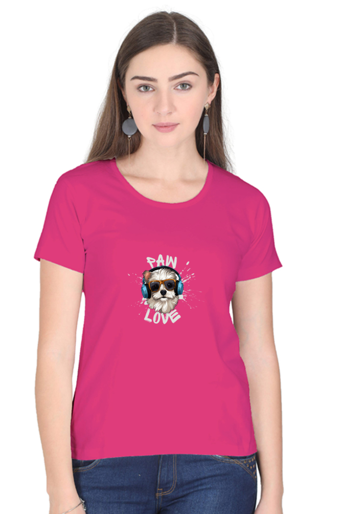 Women Classic Round Neck T- Paw Love