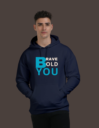 BRAVE BOLD YOU- OVERSIZED HODDIE (Black & Navy Blue)