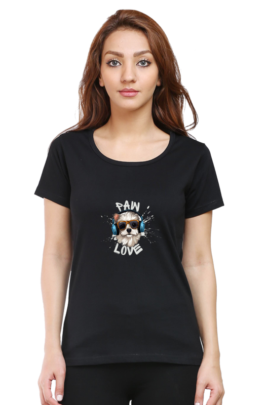 Women Classic Round Neck T- Paw Love