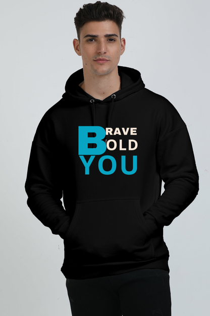 BRAVE BOLD YOU- OVERSIZED HODDIE (Black & Navy Blue)