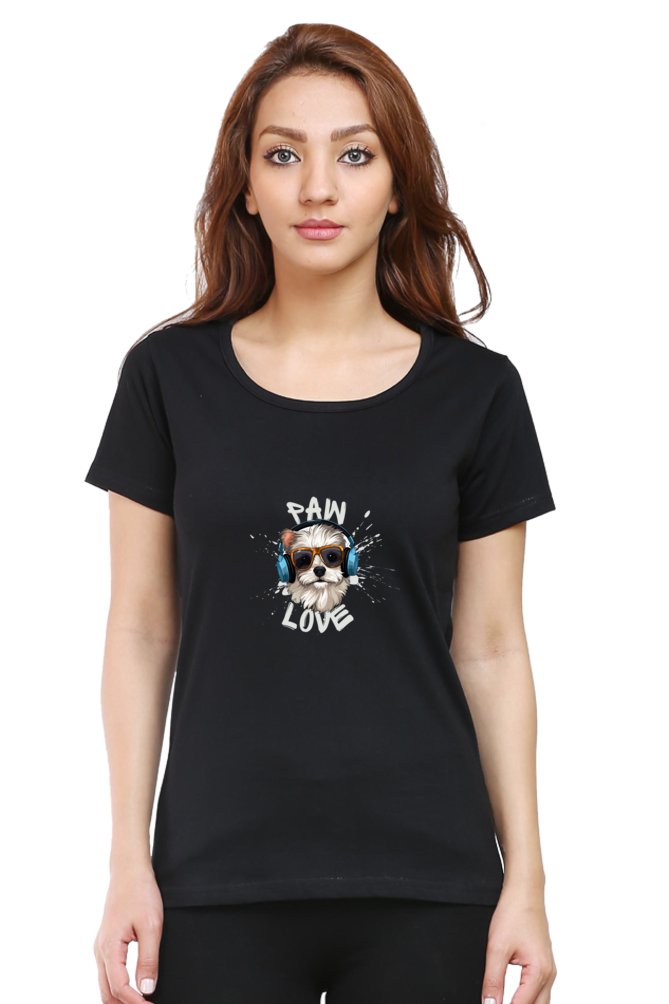 Women Classic Round Neck T- Paw Love