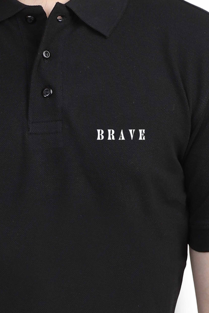 Men Classic Polo T-Shirt- Brave Text