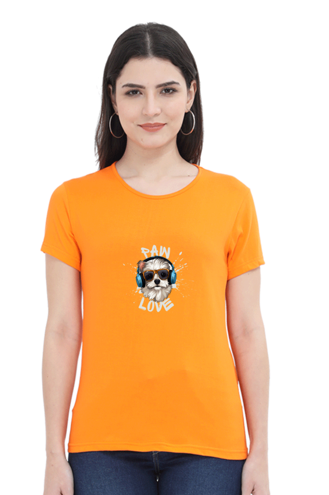 Women Classic Round Neck T- Paw Love