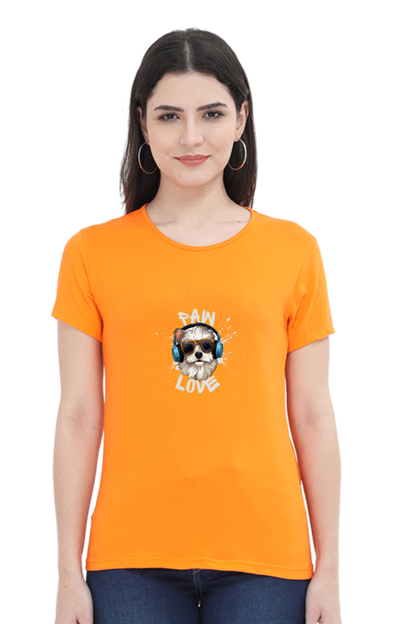 Women Classic Round Neck T- Paw Love