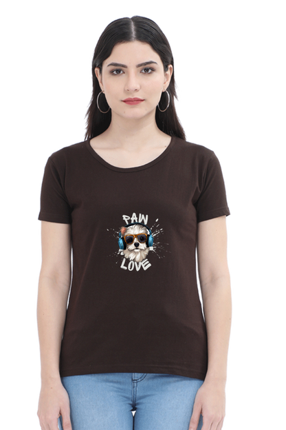 Women Classic Round Neck T- Paw Love