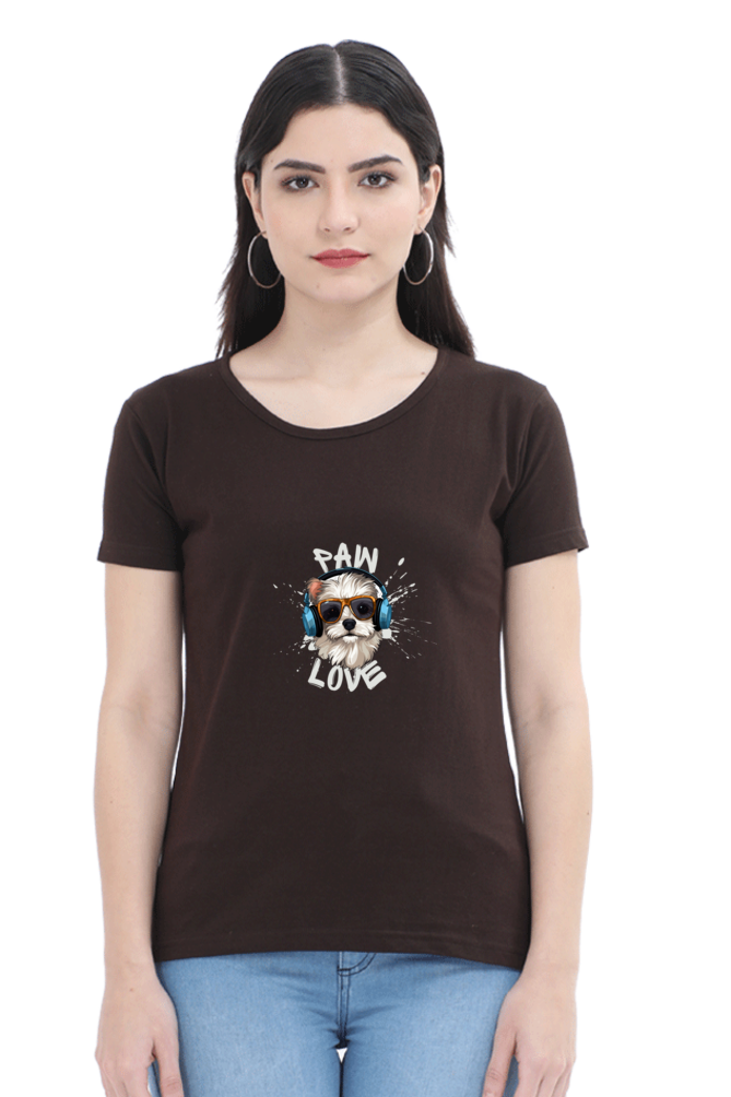 Women Classic Round Neck T- Paw Love