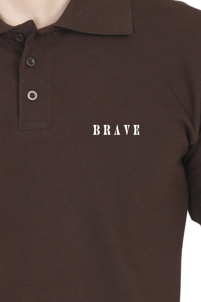 Men Classic Polo T-Shirt- Brave Text