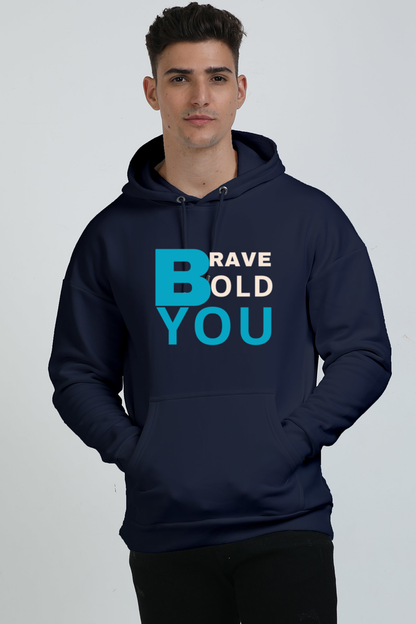 BRAVE BOLD YOU- OVERSIZED HODDIE (Black & Navy Blue)