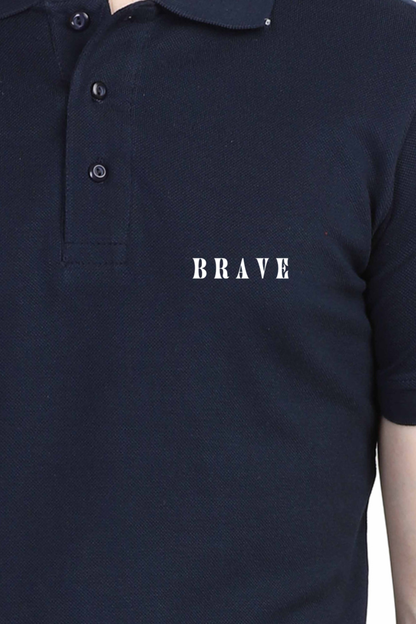 Men Classic Polo T-Shirt- Brave Text