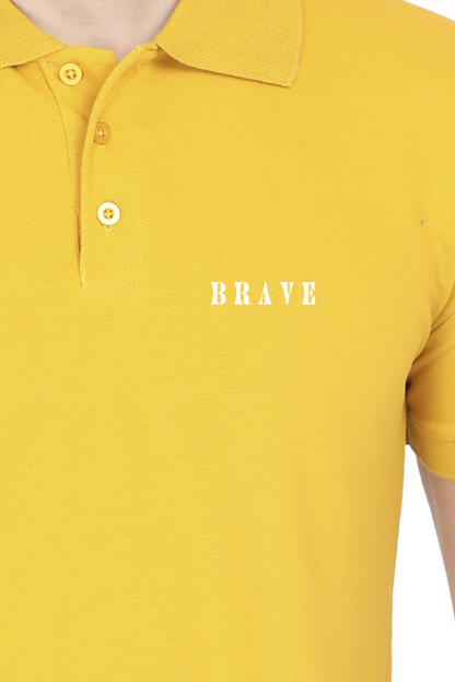 Men Classic Polo T-Shirt- Brave Text