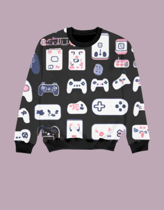 Kids All Over Print Sweatshirt- Game Lover