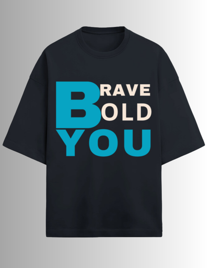 BRAVE BOLD YOU- Winter Oversized T (Navy Blue)