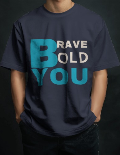 BRAVE BOLD YOU- Winter Oversized T (Navy Blue)