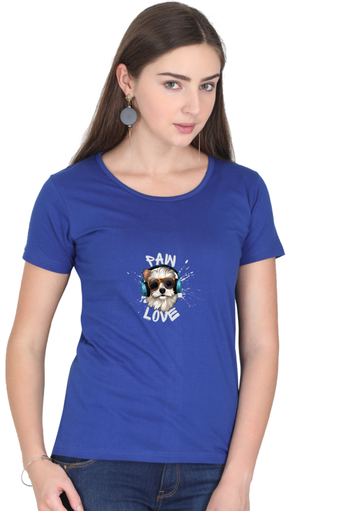 Women Classic Round Neck T- Paw Love