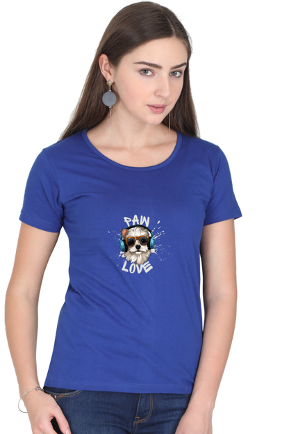 Women Classic Round Neck T- Paw Love