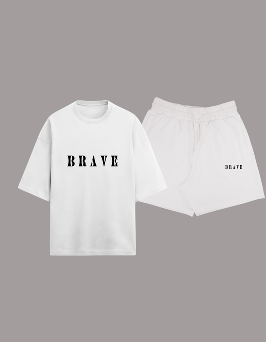 BRAVE SELECTED- HEAVY UNISEX CO-ORD SET WHITE